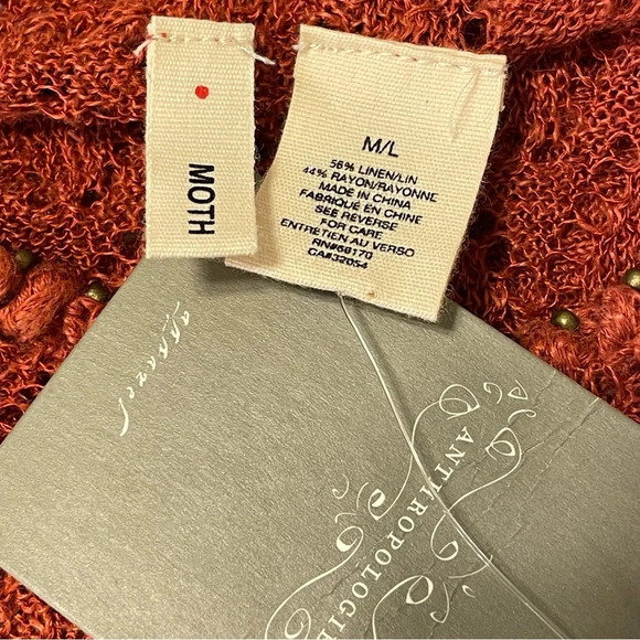 MOTH by ANTHROPOLOGIE‎ Open Knit Sleeveless Sweater in Red Rust - Picture 3 of 4